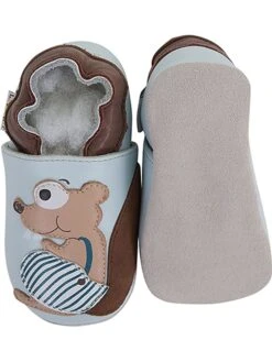 Leder-Krabbelschuhe "Eichhörnchen" In Hellblau -Familien Geschäft lait et miel leder krabbelschuhe eichhornchen in hellblau 2