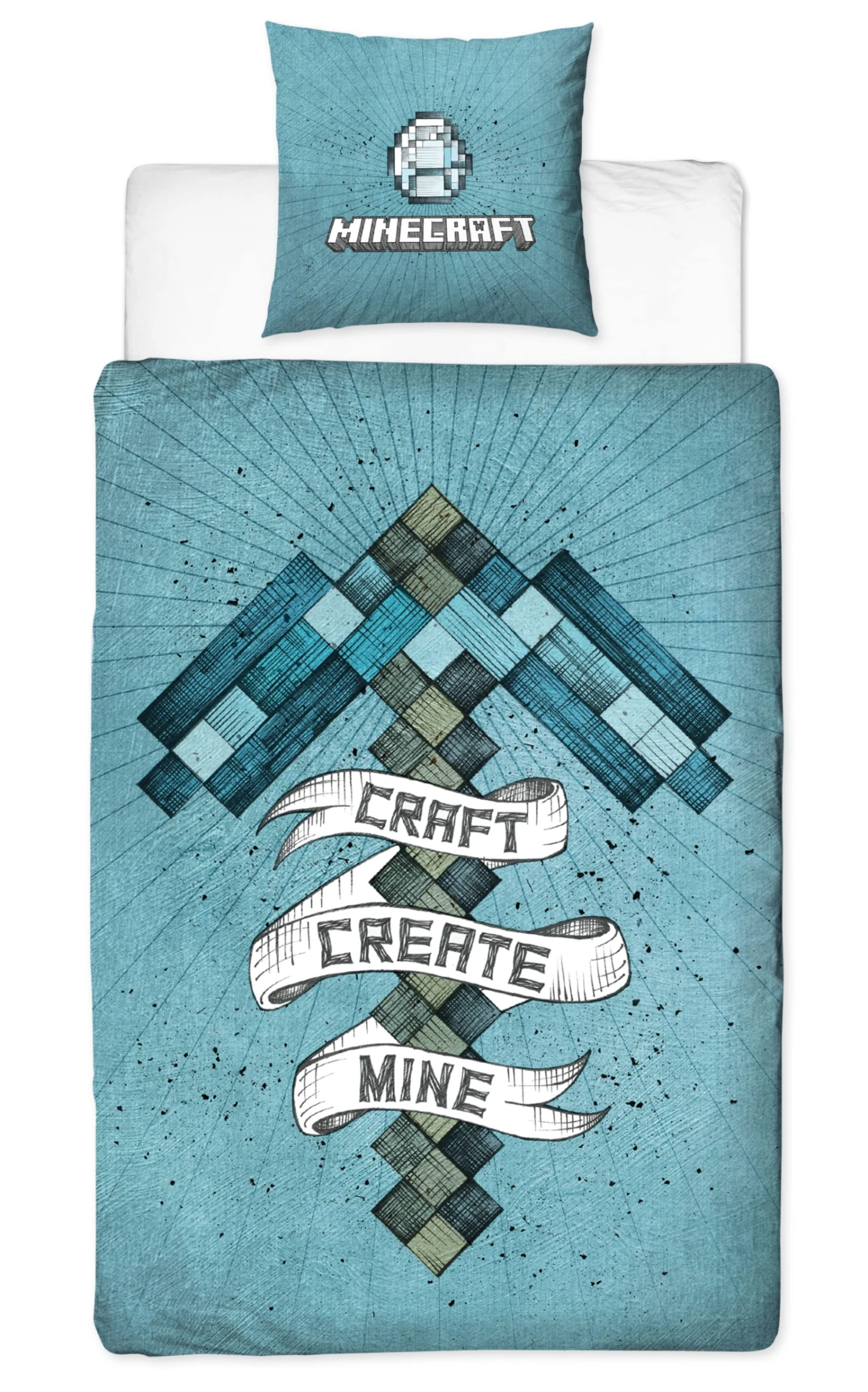 Kinder Bettwäsche-Set "Minecraft" In Türkis 3 Kinder Bettwäsche-Set "Minecraft" In Türkis